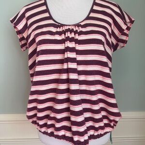 Erica Tanov Cotton Blouse Top, Striped, Loose Fit